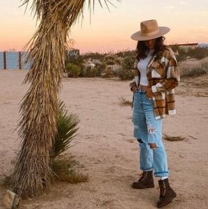 NEW Cozy Fleece Flannel Plaid Striped Shacket Top Jacket Black Gray Tan